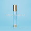 shiny gold aluminum airless bottle with logo debossed aluminum cap